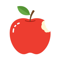 Bitten Apple: a single red apple with a bite mark, a vibrant depiction of nature's simple delights. 
