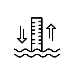 Water Level Gauge: A simple yet effective line art illustration depicts a water level gauge with arrows indicating rising and falling water levels, representing the ebb and flow of nature's cycle.
