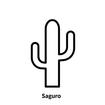 Saguro Cactus Outline: A minimalist depiction of a Saguro cactus. Emphasizing clean lines, the image represents the arid beauty and resilient nature of the desert plant.