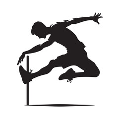high jump pose silhouette vector illustration
