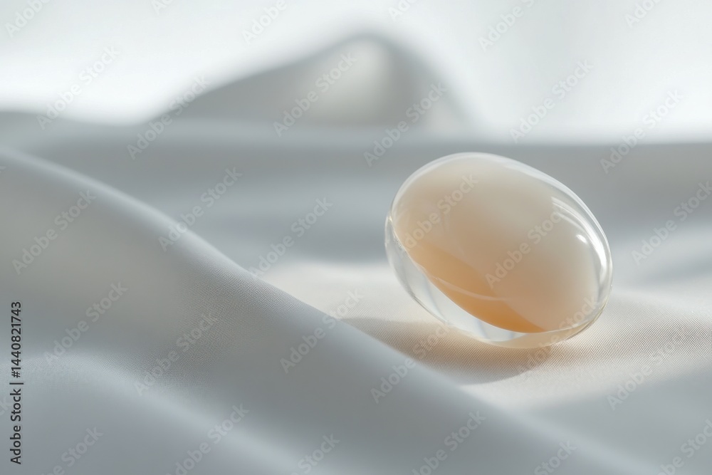 Aufkleber Translucent object on a soft, white surface. Light accentuates subtle textures, creating a delicate and elegant composition.