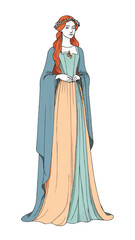 medieval princess cartoon vector illustration