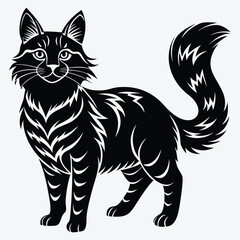 Fototapeta premium American Curl silhouette white background illustration, Generative Ai