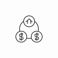 rising dollars icon sign vector