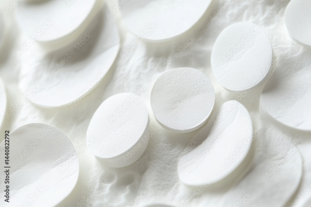 Fototapete Close-up abstract of white circular shapes creating a minimalist and clean visual effect, suggesting purity and simplicity.