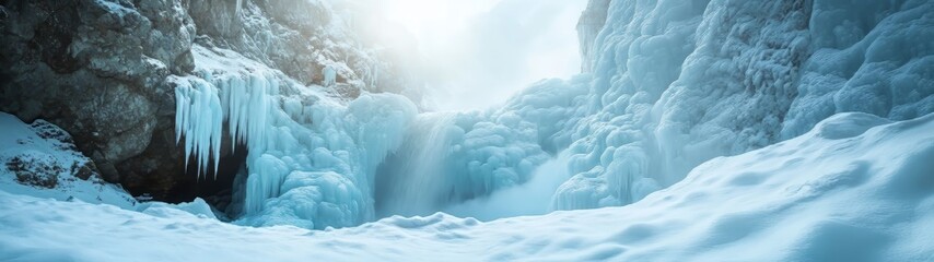 Majestic frozen waterfall icy landscape hdr 360 degree view winter serenity
