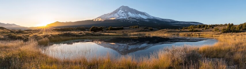 Majestic mountain sunset reflection nature hdr 360 degree view tranquil landscape