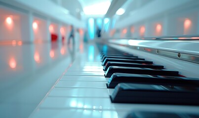 piano keyboard in a public place