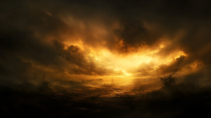 Fototapeta premium A desolate battlefield where the wind carries whispers of ancient incantations.