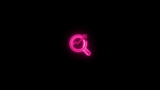 a glowing neon tending icon animation video on black background