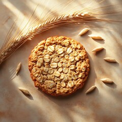 Oatmeal Cookie with Wheat, Bakery, and Still Life. (1)