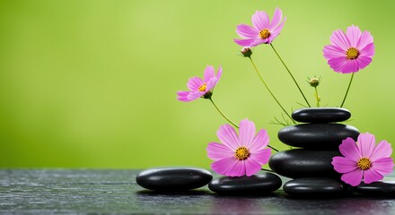 Zen Stones with Pink Flowers Relaxing Arrangement