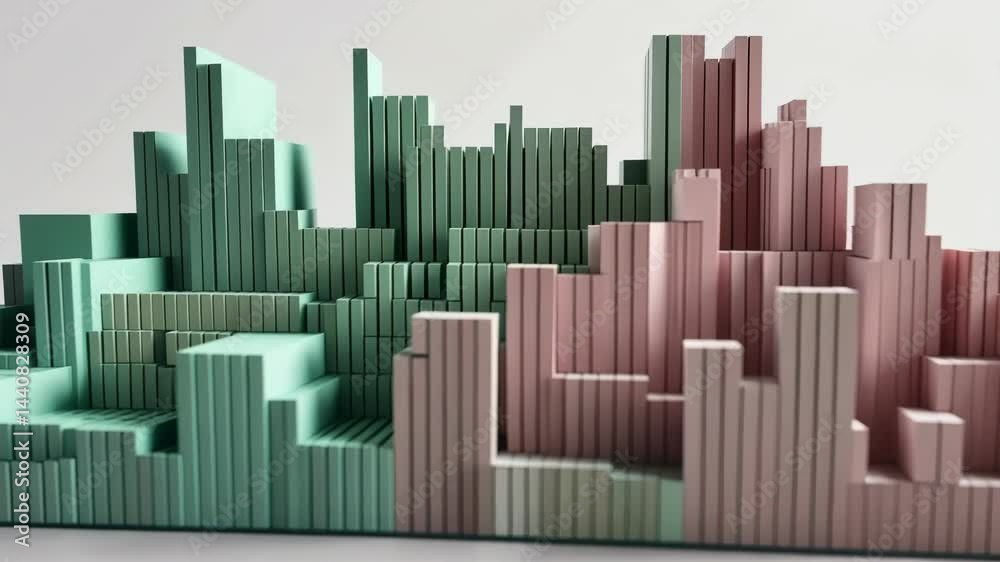 Poster 3D business graph with organized bars and information blocks. Abstract infographic element. Business growth and development to success concepts. Generated AI