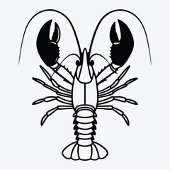 American Lobster line art white background illustration, Generative Ai