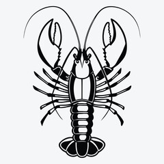 American Lobster line art white background illustration, Generative Ai