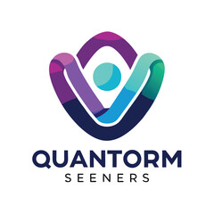 Obraz premium Innovative logo design showcasing advanced technology in quantum sensors with a modern, clean aesthetic and vibrant colors reflecting science and precision