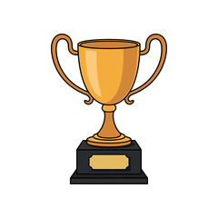Golden Trophy Illustration Symbolizing Achievement Victory And Success With Outline Style On A White Background