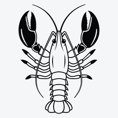 American Lobster line art white background illustration, Generative Ai