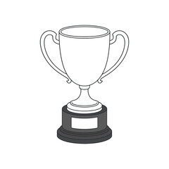 Isolated Trophy Illustration Depicting Victory Award And Recognition Symbolism In Outline Style For Graphic Design And Decoration