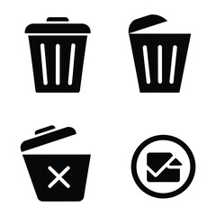 Trash / Delete set Icon Silhouette 
