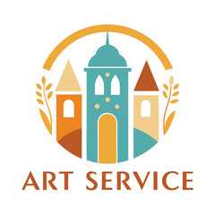 Fototapeta premium Minimalist logo design for art restoration services highlighting architectural elements and a modern aesthetic