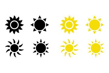 Sun Icons Set – Black and Yellow Stylized Sun Symbols Collection