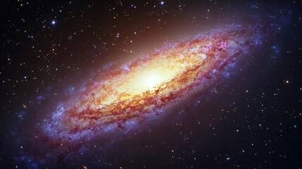 Fototapeta premium Vibrant galaxy in the cosmos, displaying bright colors and stars, showcasing the beauty of space and cosmic wonders.