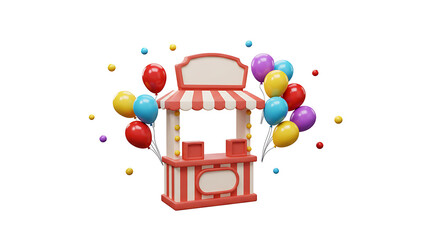 Festive Celebration Kiosk with Balloons, Offering Joy and Playfulness for Events