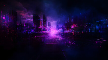 Naklejka premium A digital art composition using glitchy textures and neon accents to symbolize the digital disruptions in modern society.