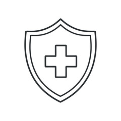 Health Protection Shield Icon With Cross Symbol For Medical Safety And Security Healthcare And Protection