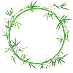Naklejka premium Green bamboo circle frame; nature; decorative; graphic design; stock