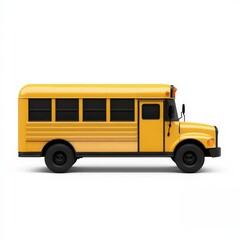 A classic yellow school bus is shown in profile on a plain white background.