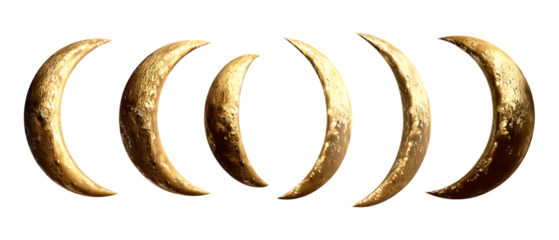 Pack of Crescent Moons Against Transparent Background for Celestial Branding, Night Sky Promotion, or Astrological Design Projects