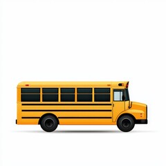 A classic yellow school bus with black stripes is shown on a white background.