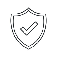 Security Shield With Check Mark Represents Protection And Approval In A Clean Line Art Style
