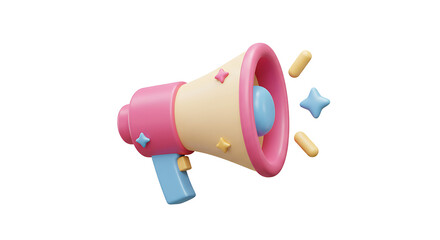 Captivating 3D Render of a Pastel-Colored Megaphone Promoting Announcements