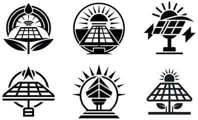 Abstract Solar Energy Icons set design