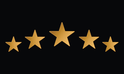 Five golden stars. Top quality concept illustration. Rating stars icon vector template