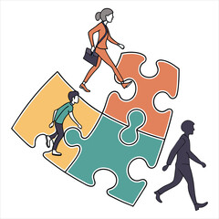 Team Building Puzzle Block Icon