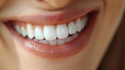 Obraz premium Beautiful white smile with a sparkle effect