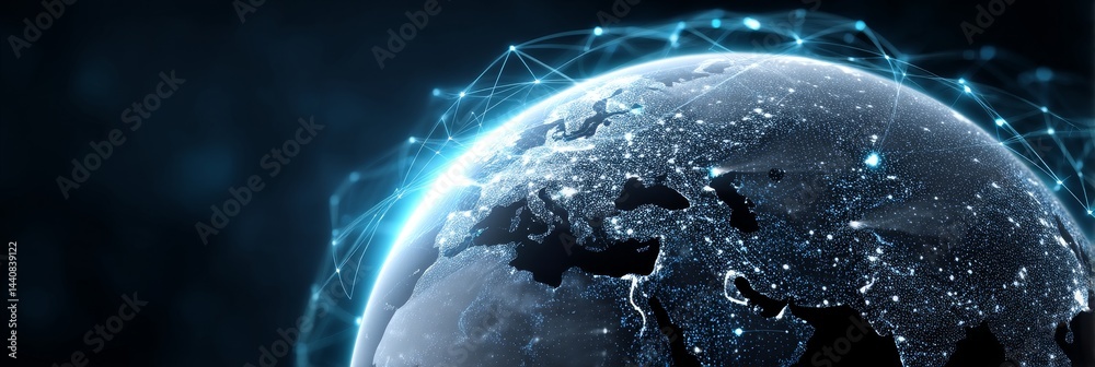 Poster global network connections data streams - ai-powered globe showcasing interconnected data streams, s