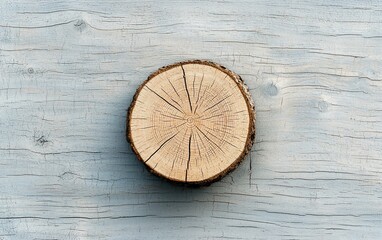 Wooden tree stump circle on painted wood