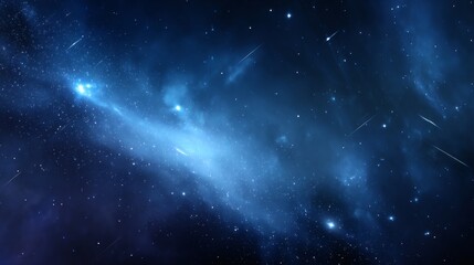 Naklejka premium Deep space nebula with shooting stars, cosmic dust, and stellar phenomena
