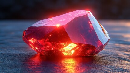 Radiant red gem on dark surface