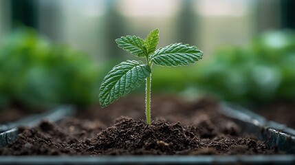 Young plant sprout in soil