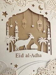 Paper cut style eid al adha card 