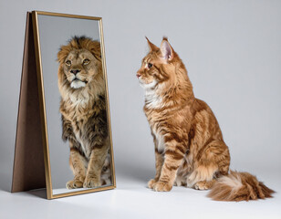 Cat Looking at Itself in the Mirror, Reflection of a Lion - Narcissism and Personality Disorders