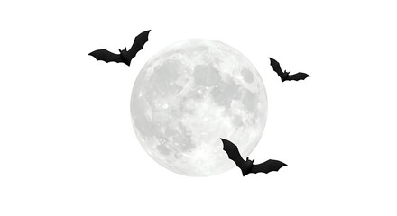 Mystical halloween night backdrop with moon and flying bat silhouettes design