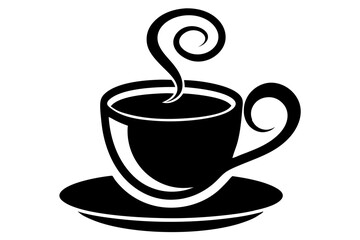 Obraz premium Coffee cup silhouette design for cafe logo or branding element vector, coffee, cup, coffee cup, silhouette, vector, design, cafe, shop, drink, hot, beverage, caffeine, logo, branding, icon