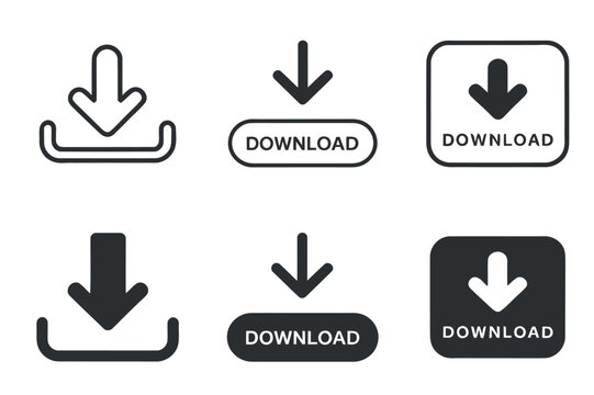 Various Download Icon Set Vector Illustration Modern Minimalist Design File Transfer Symbols For Ui Ux Design Templates